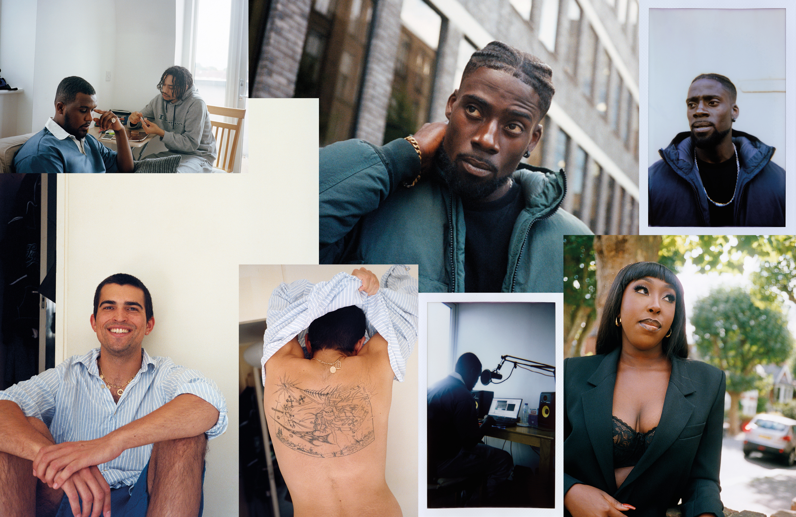Collage of portraits by Bolade Banjo for Benji B's Mixtape in i-D’s The Royalty Issue, no. 370, Winter 2022