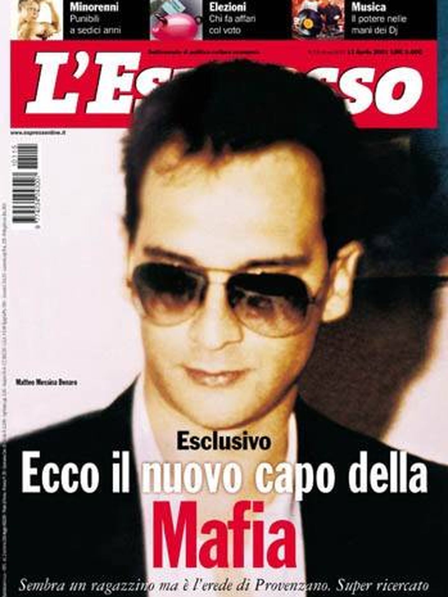 Matteo Messina Denaro menjadi model sampul majalah L’espresso pada 2001. Foto: L’espresso.