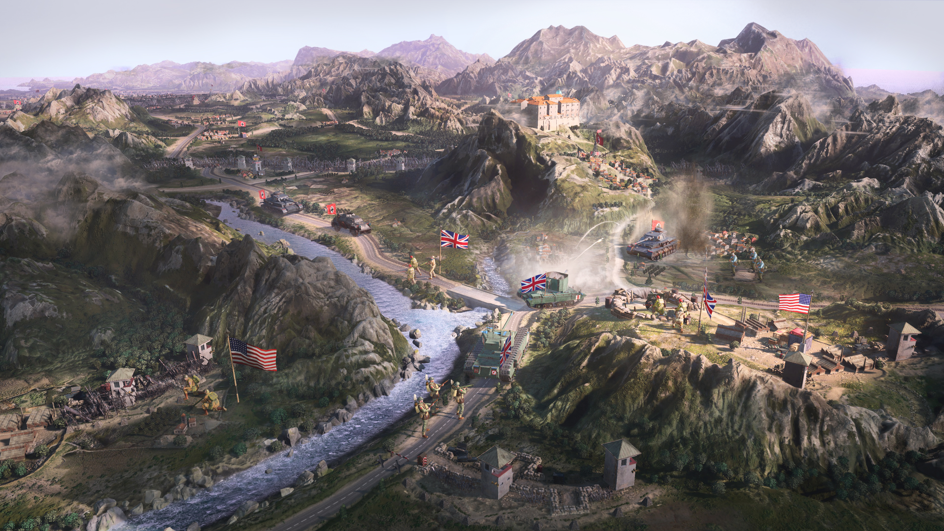 a miniature landscape of italy with tiny, toy like figurines of armies fighting around its exaggerated topography.