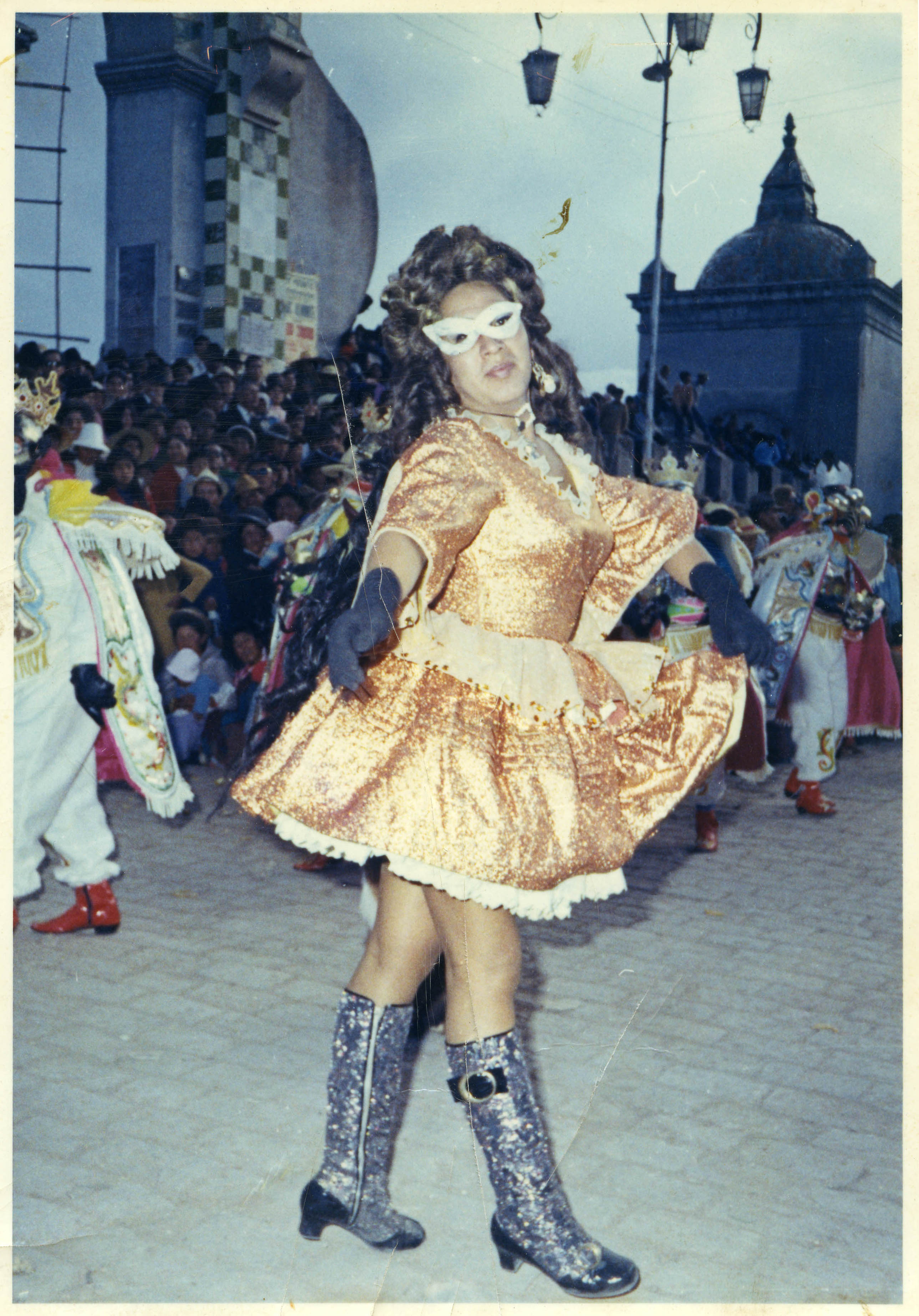 A travesti performer dressed in La China Morena in the streets of La Paz, Bolivia