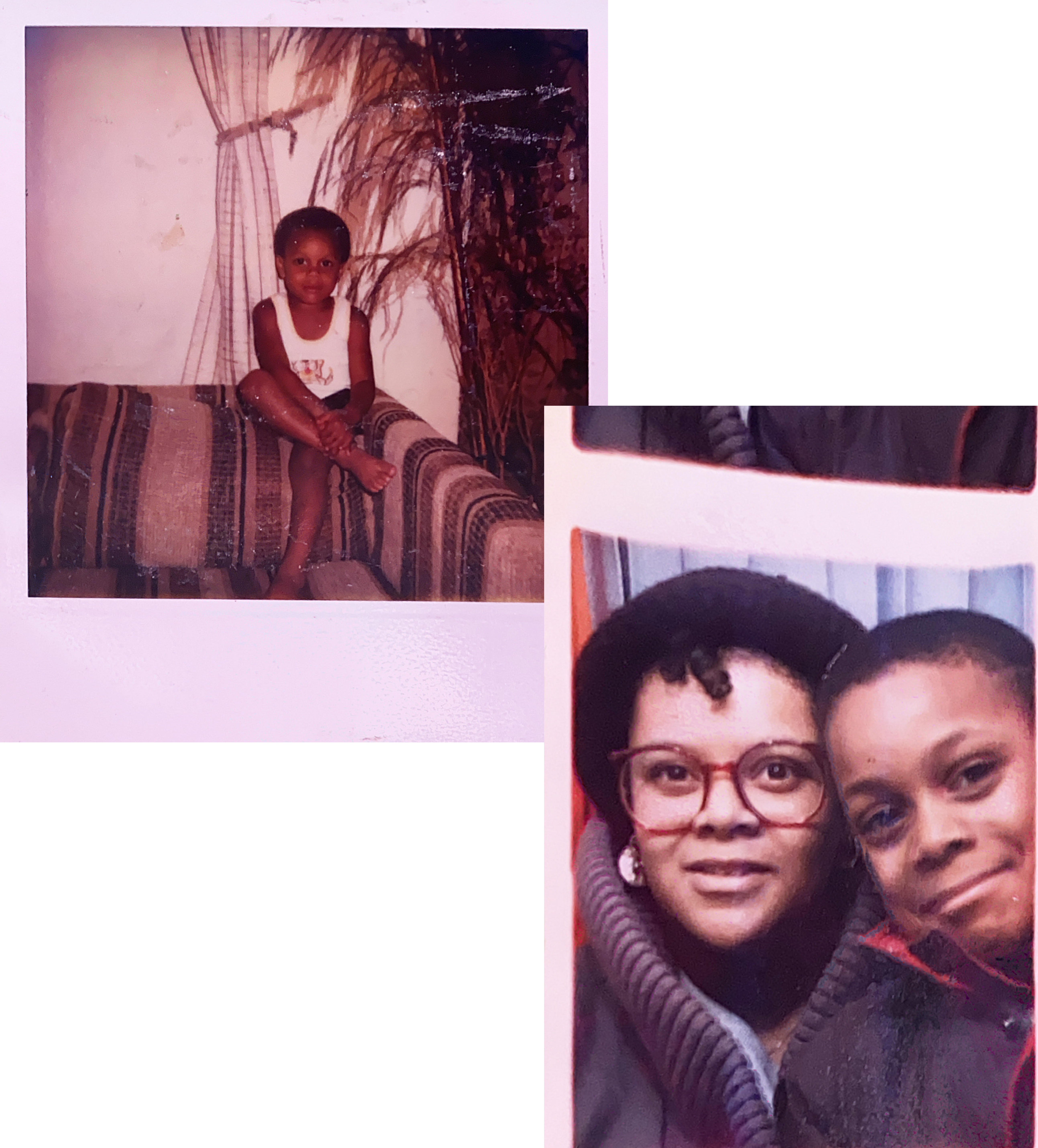 Larro Wilson as a child, and him with his mom.