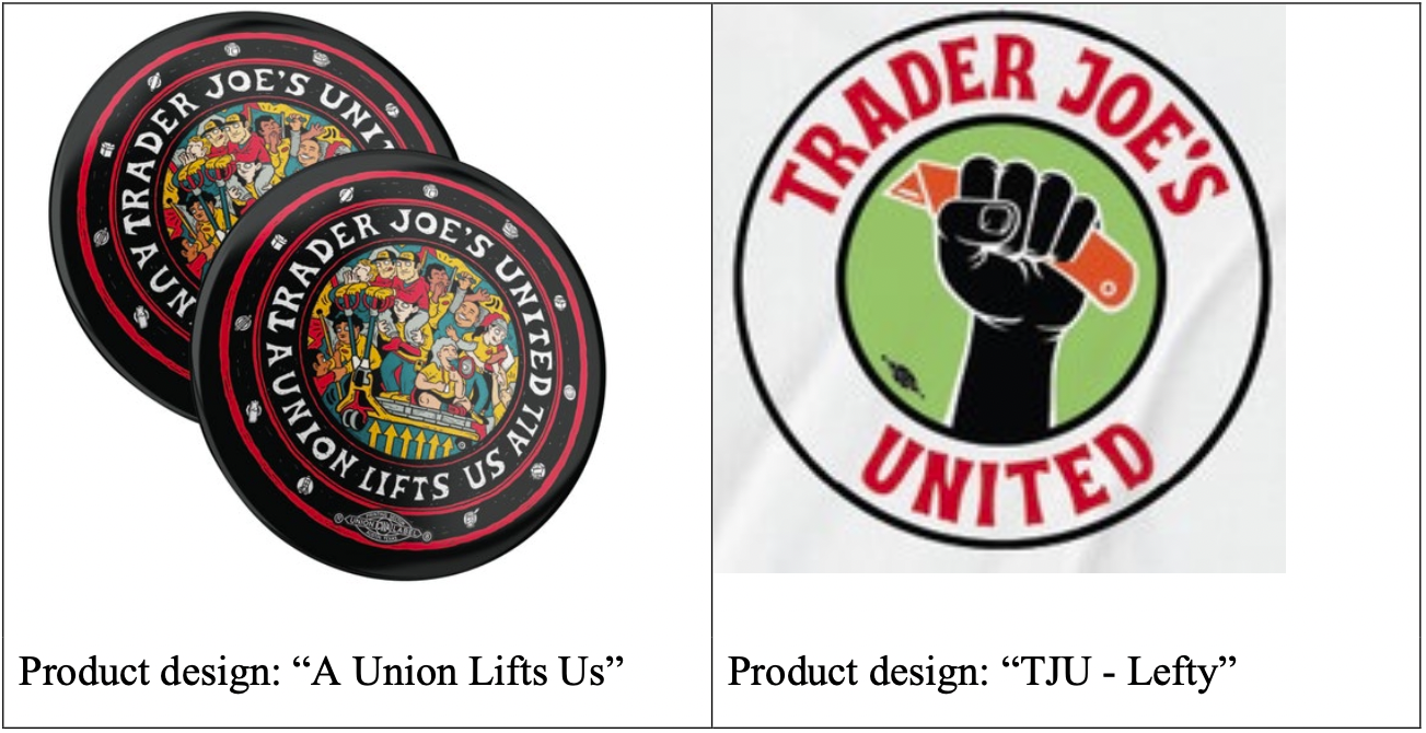 The Trader Joe's United logo and some merchandise. Image Credit: Lawsuit