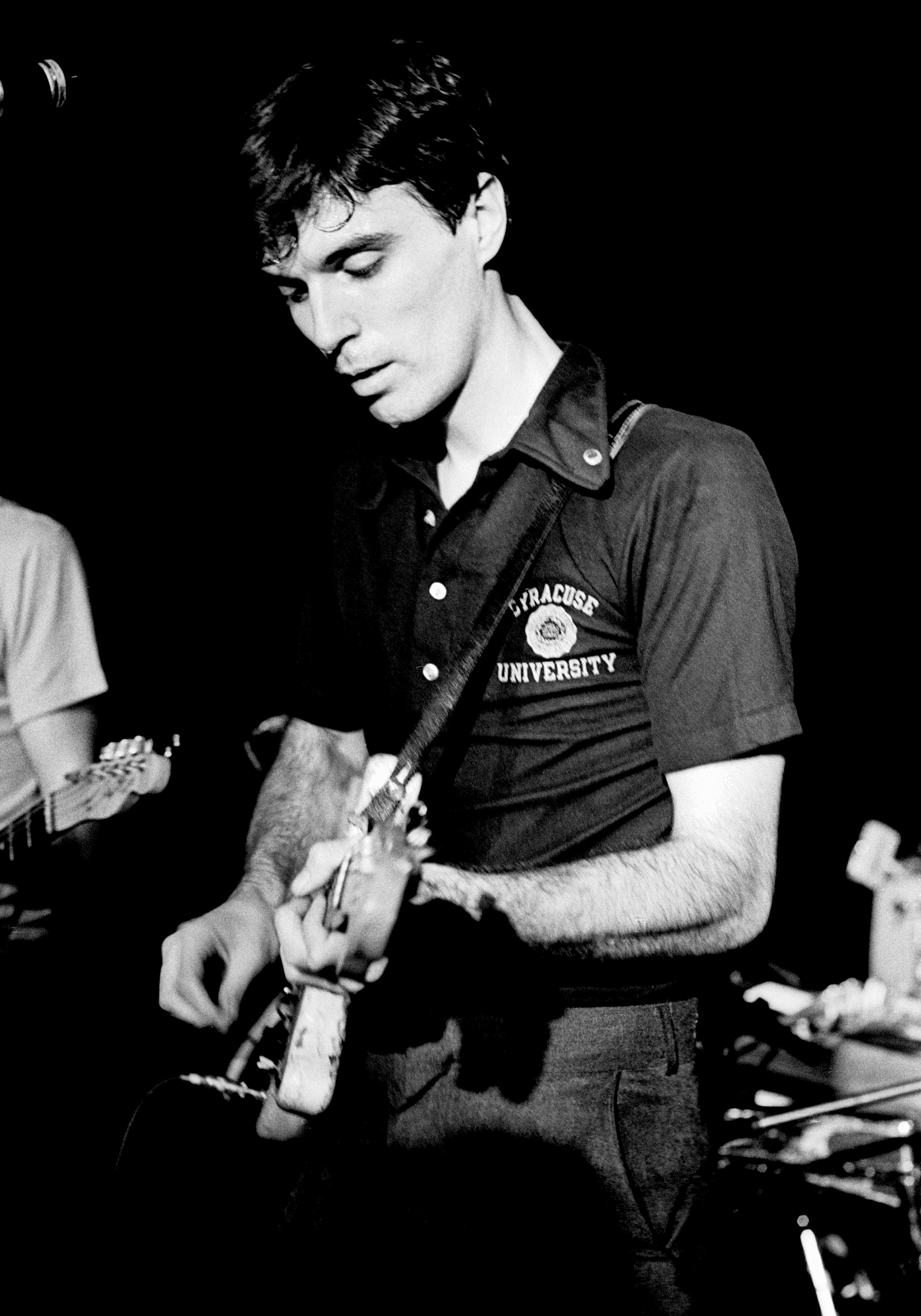 David Byrne performing with the Talking Heads in 1977