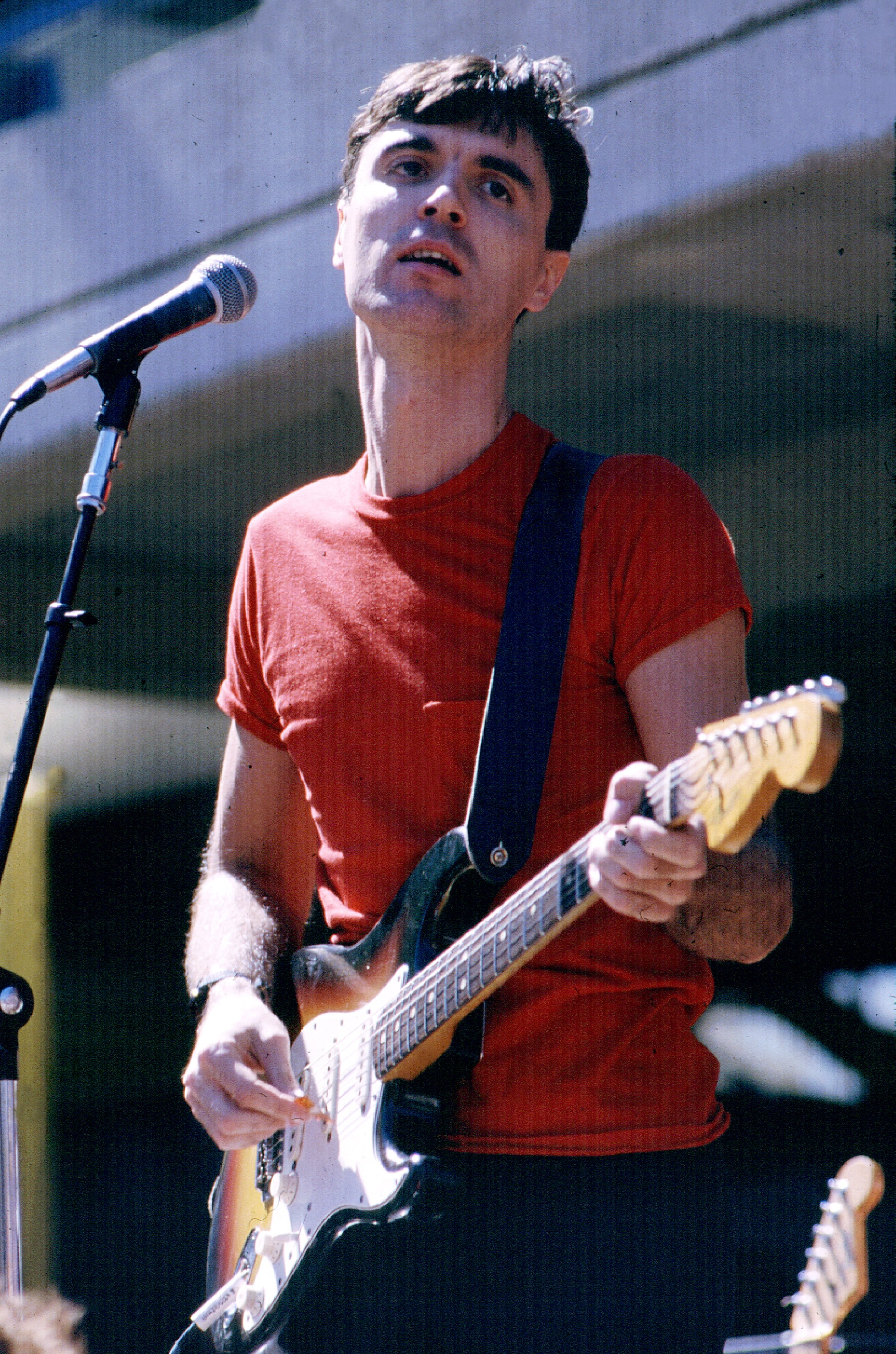 David Byrne performing with the Talking Heads circa 1980