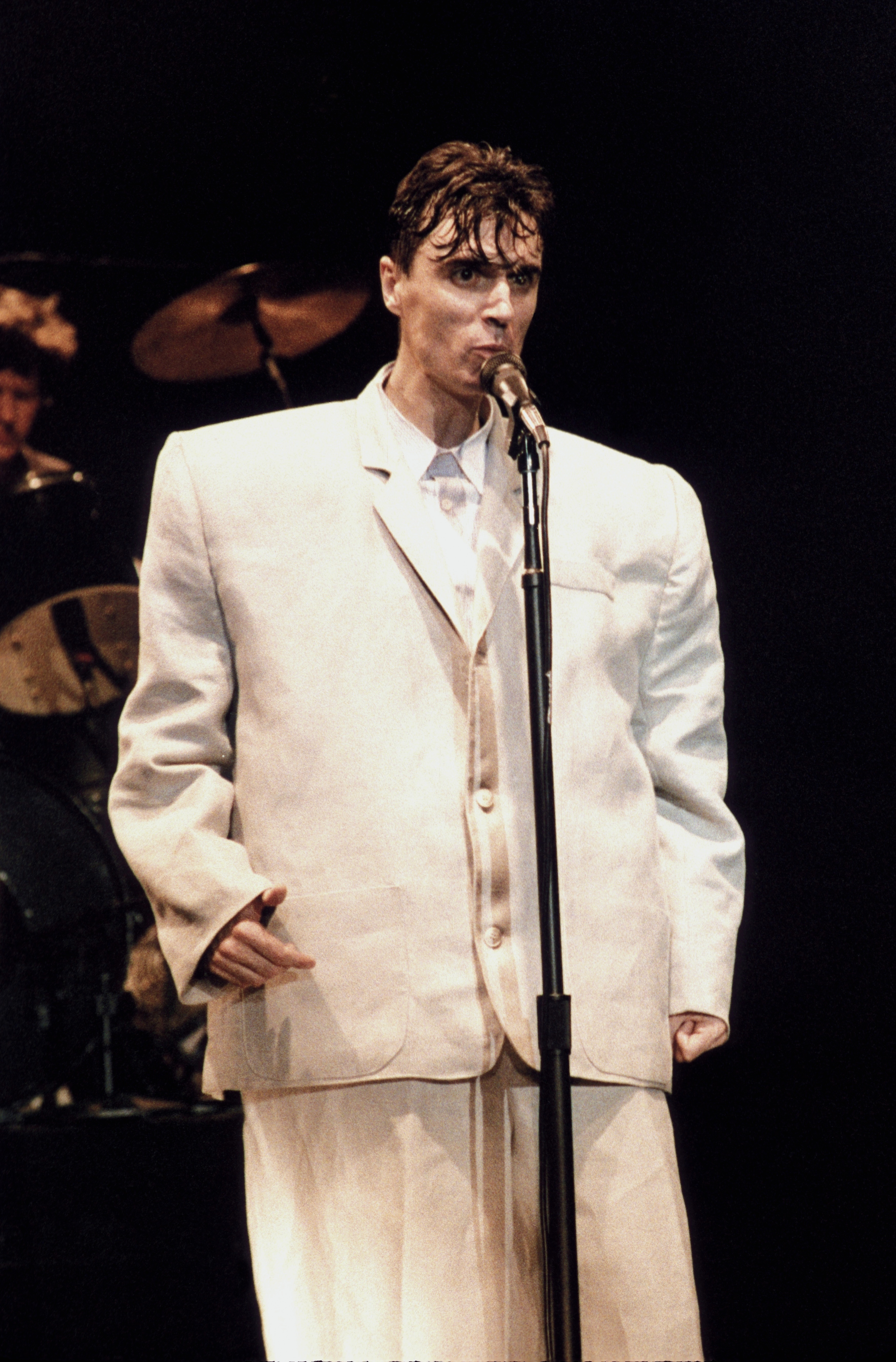 David Byrne performing with the Talking Heads in 1985