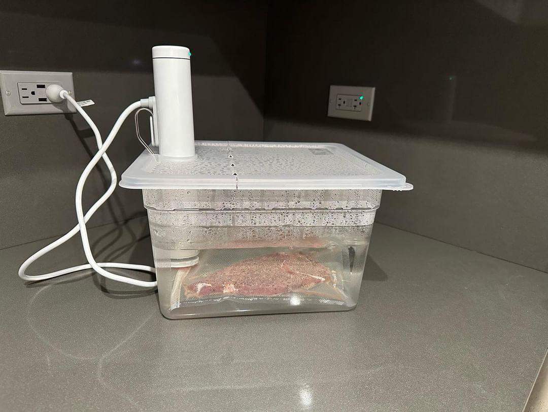 As it was soaking in the water bath, I truly felt like my steak was a meat baby.