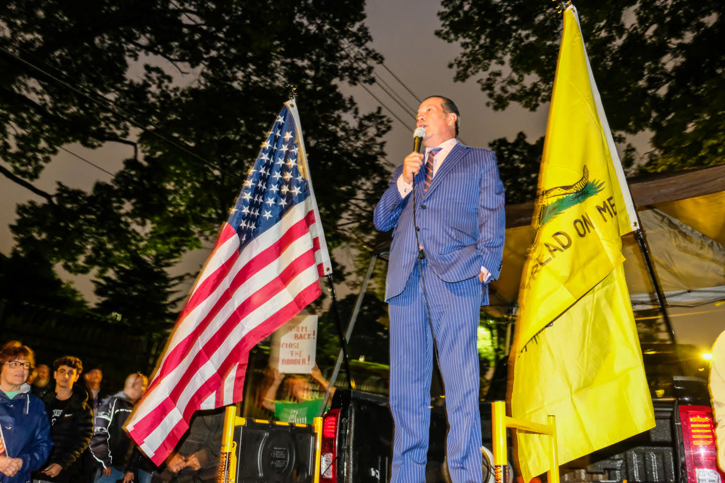  Johnny Tabacco, a Newsmax host, is one of the main organizers of the protests against asylum seekers (Tess Owen for VICE News)