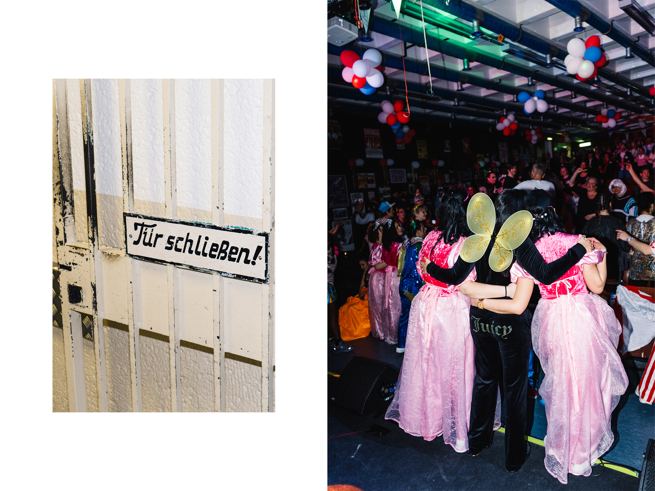 Die Autorin arm in Arm mit zwei inhaftierten Frauen in Prinzessinenkleidern –  Ich habe Karneval im Frauenknast gefeiert