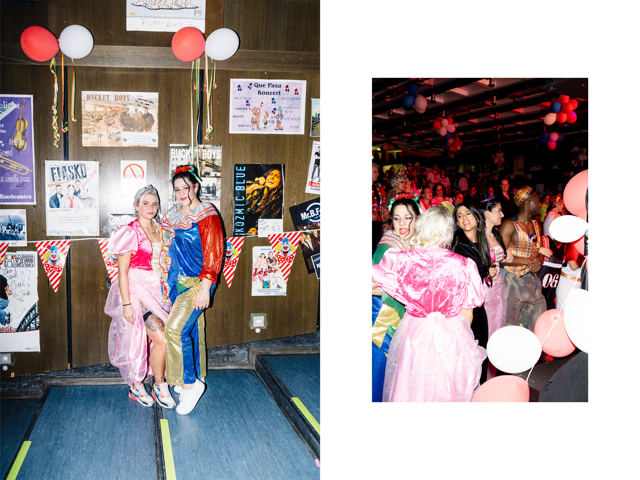 Zwei inhaftierte Frauen, eine im Prinzessinenkleid, eine in einem Clownskostüm – Ich habe Karneval im Frauenknast gefeiert