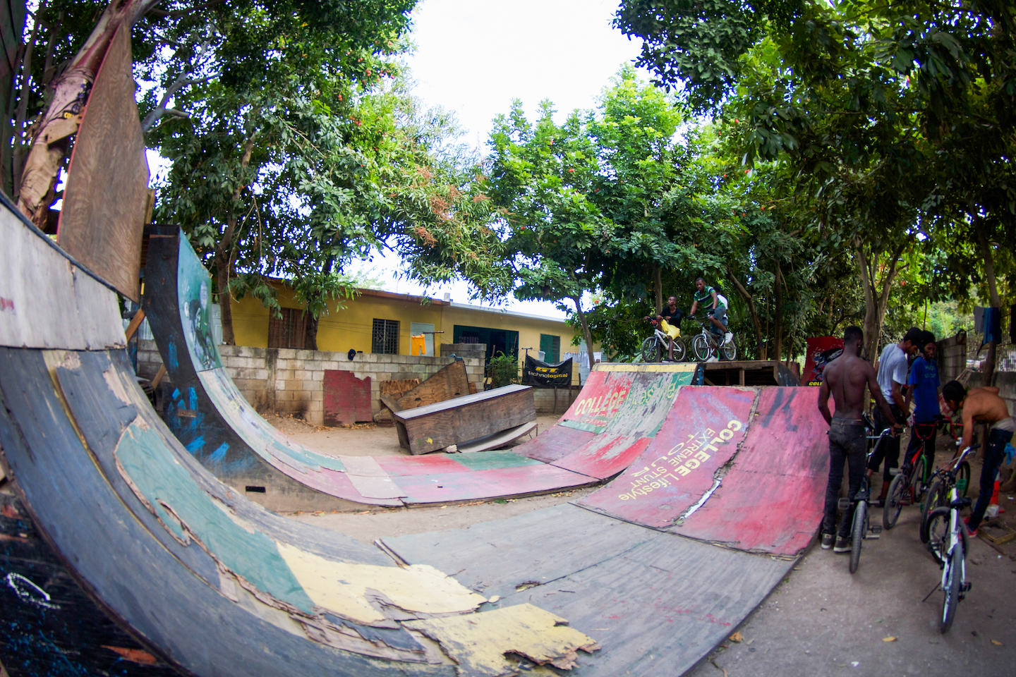 A photo of the vert ramps at a makeshift BMX and skatepark in Jamaica.