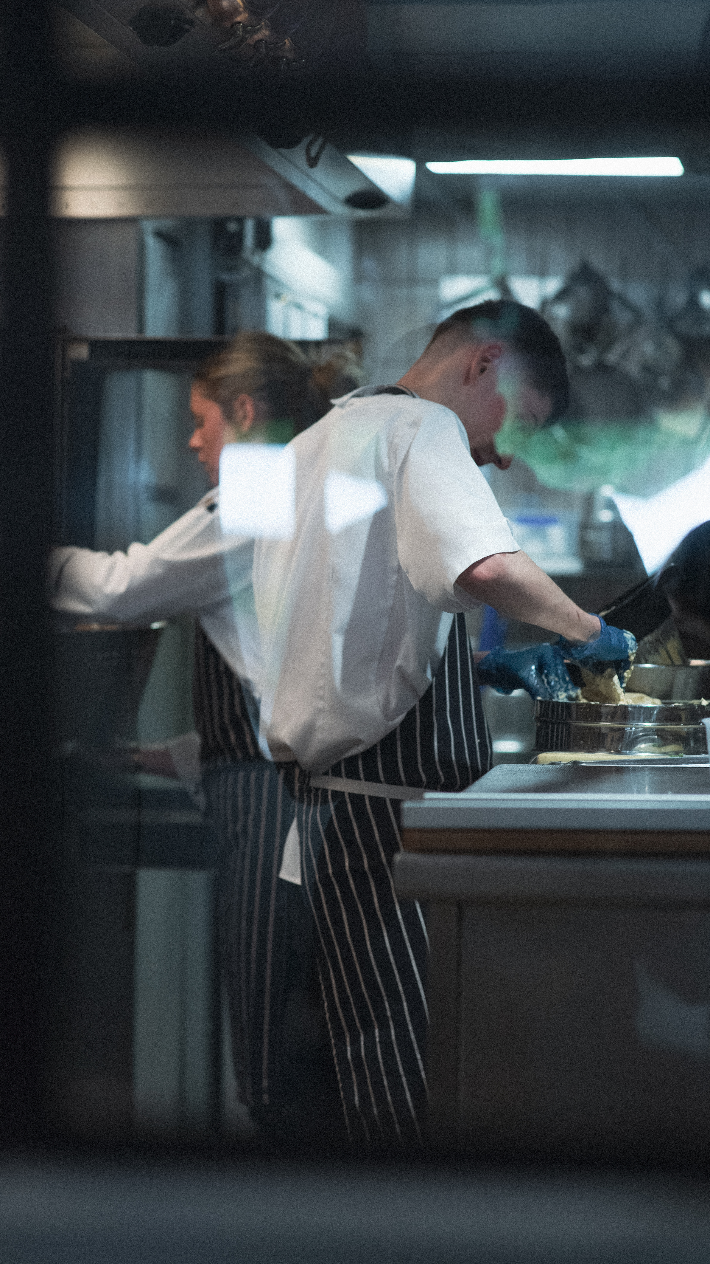 Young chef working in a Michelin-starred restaurant.