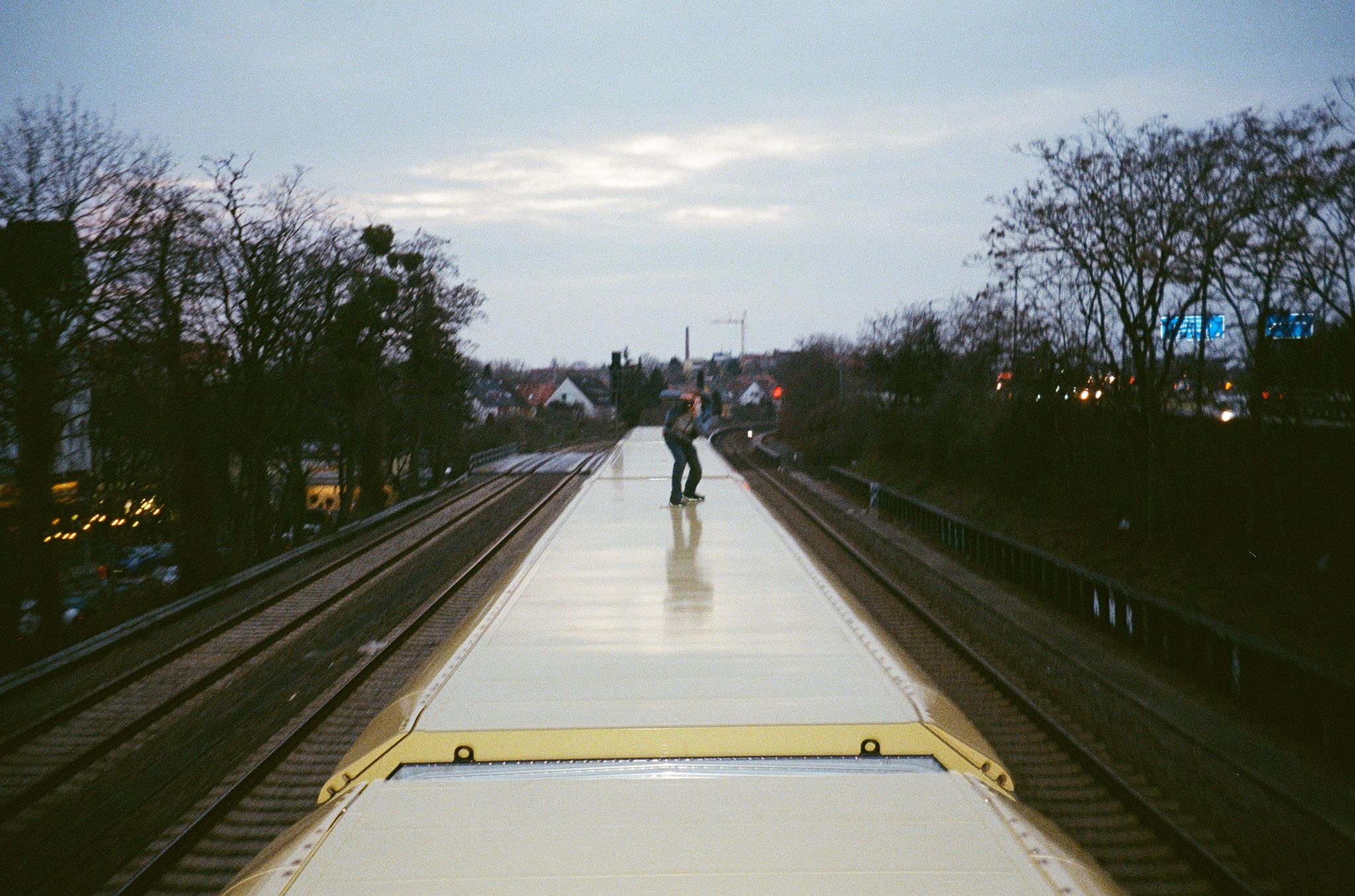 Man on train in Europe.