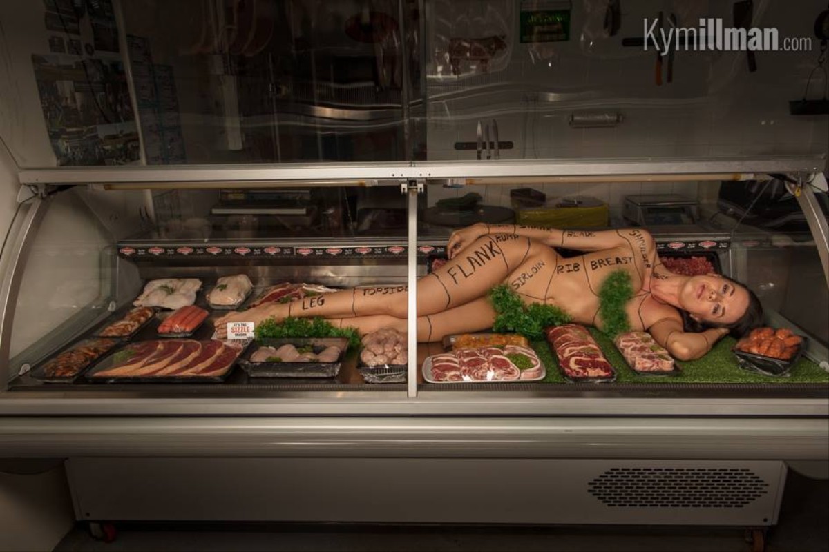 Butcher Displays Nude Woman In Meat Case As Marketing Ploy