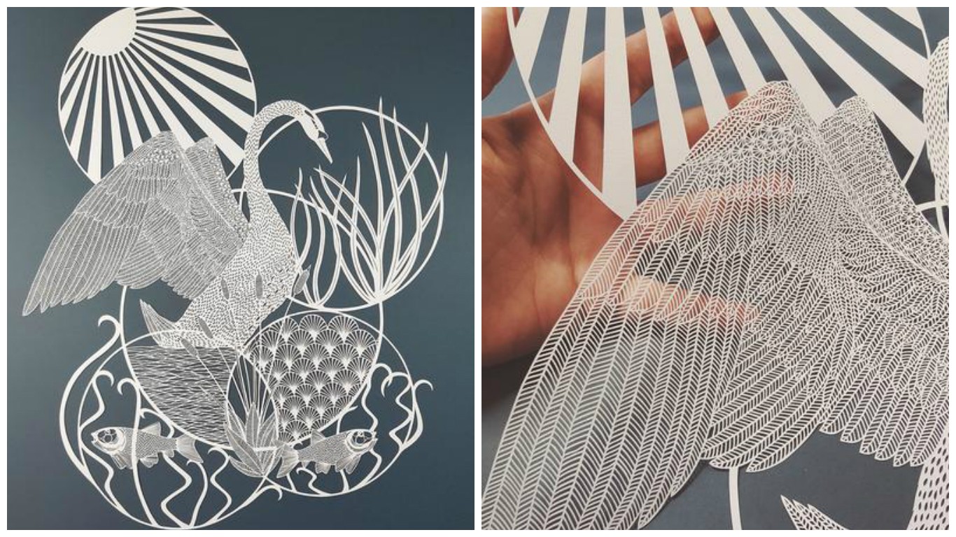 artist pippa dyrlaga cuts intricately detailed landscapes from paper