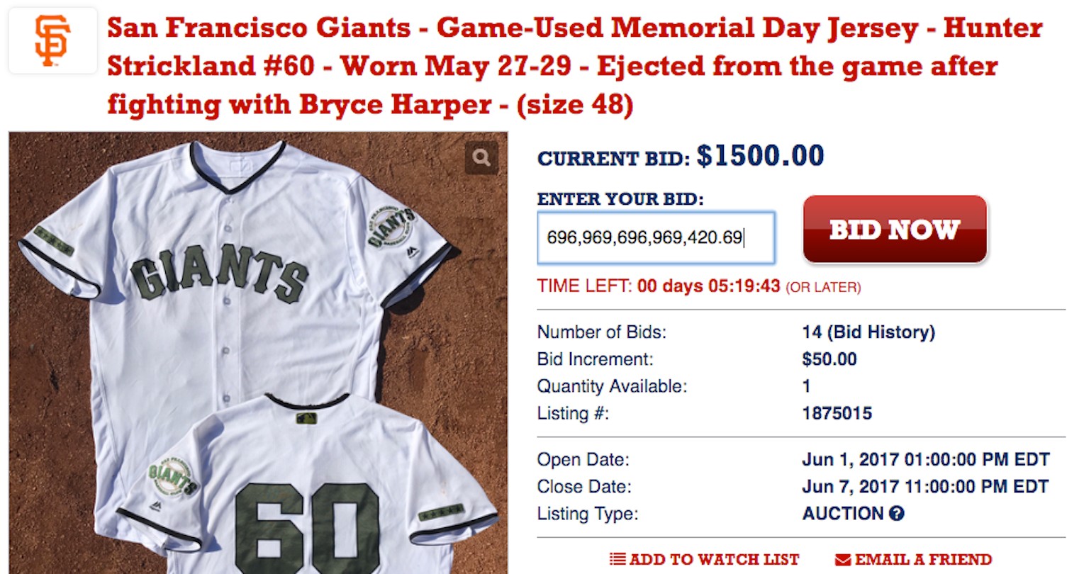 San Francisco Giants - Game-Used Memorial Day Jersey - Hunter