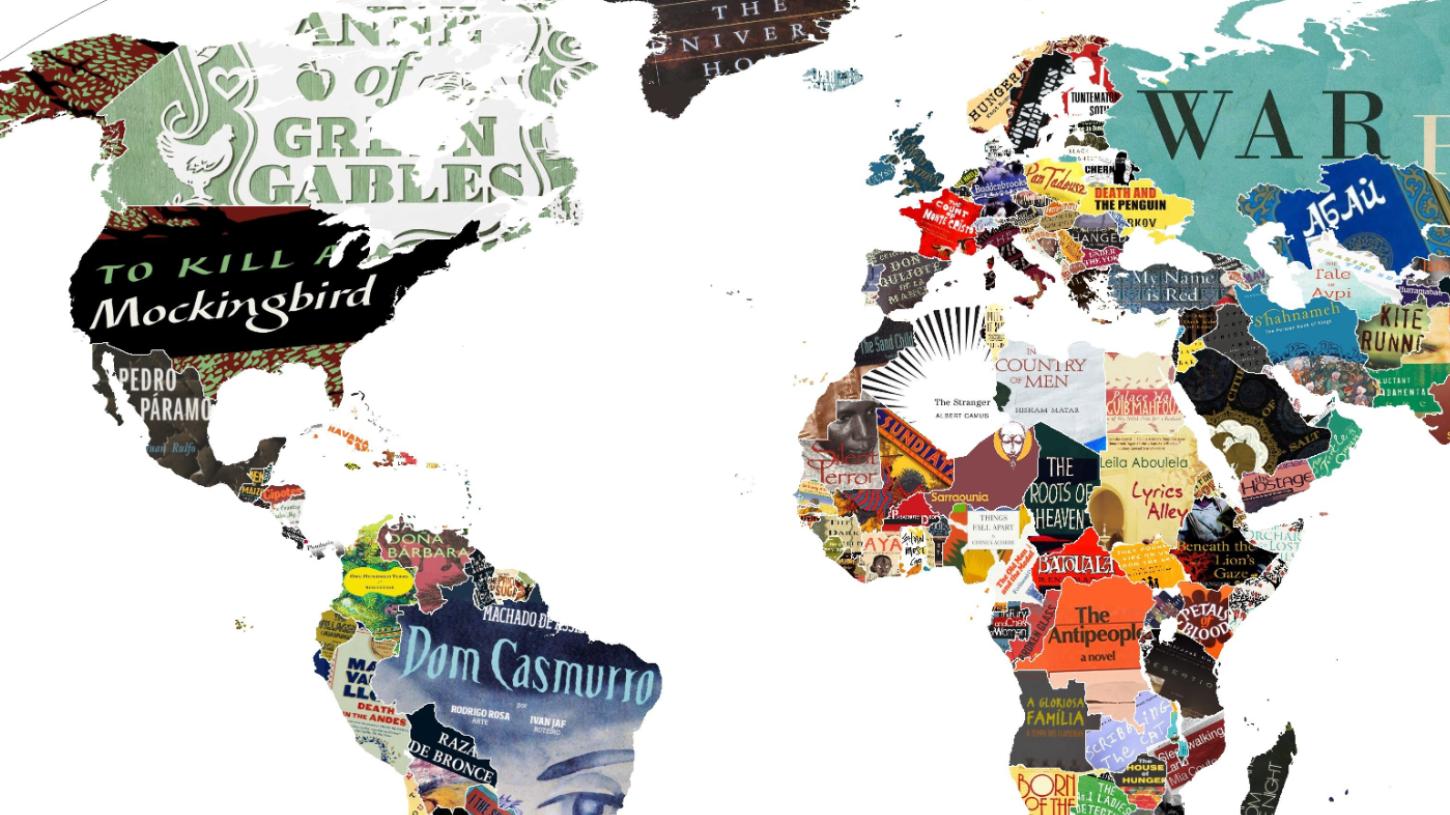 Su questa mappa c'è il libro più famoso di ogni nazione