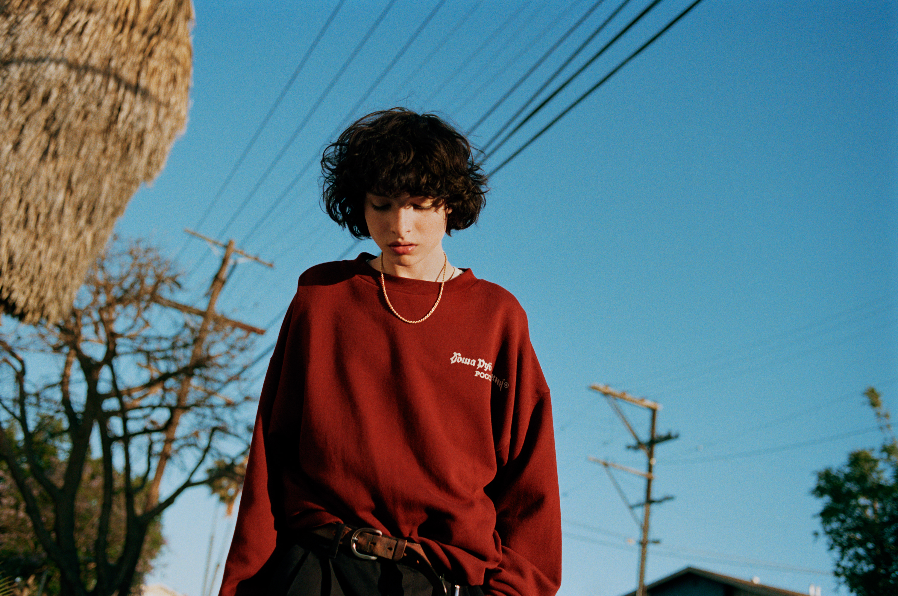 finn wolfhard in a hoodie