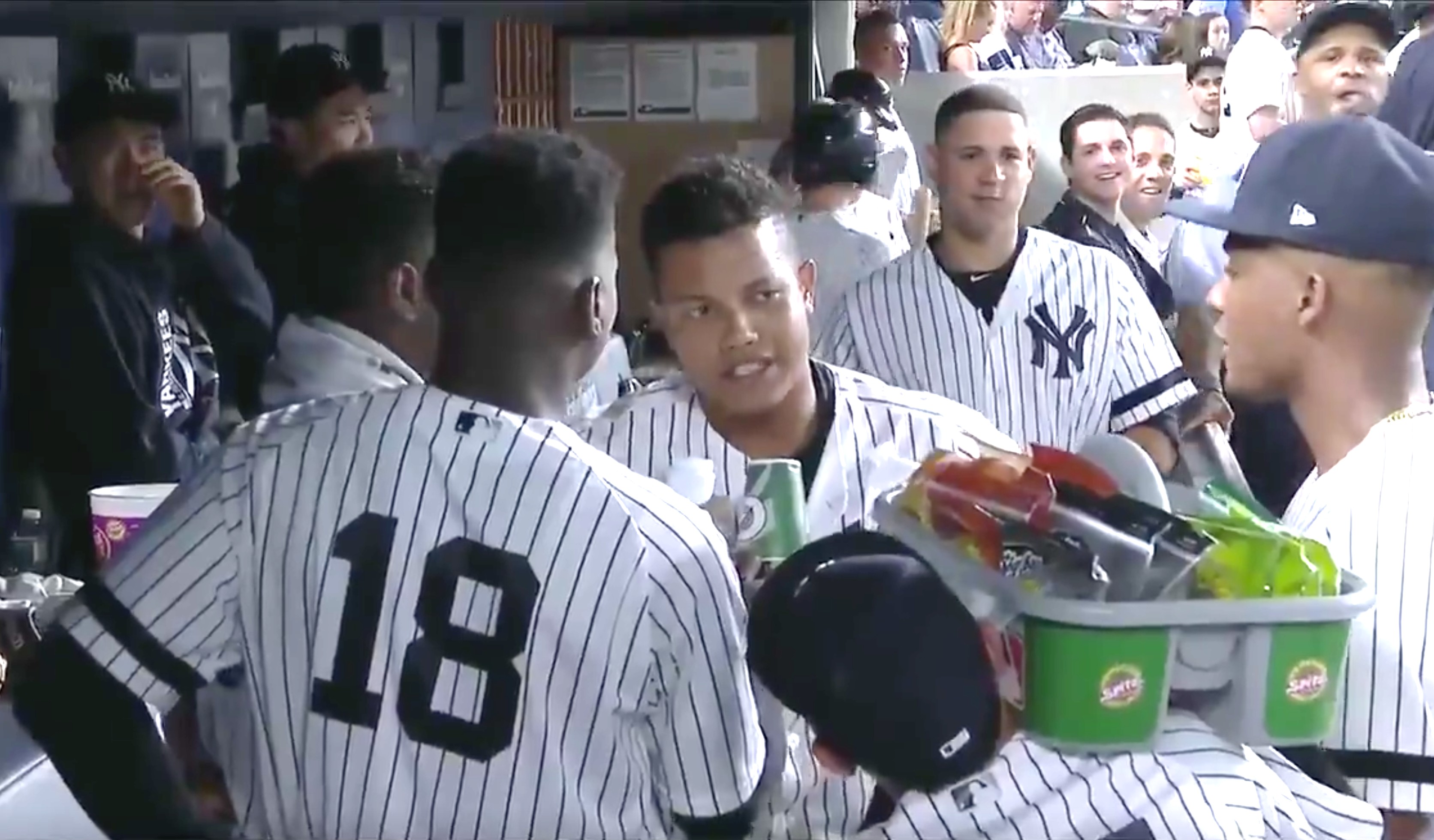 Yankees are doing mock interview dugout celebrations and they are