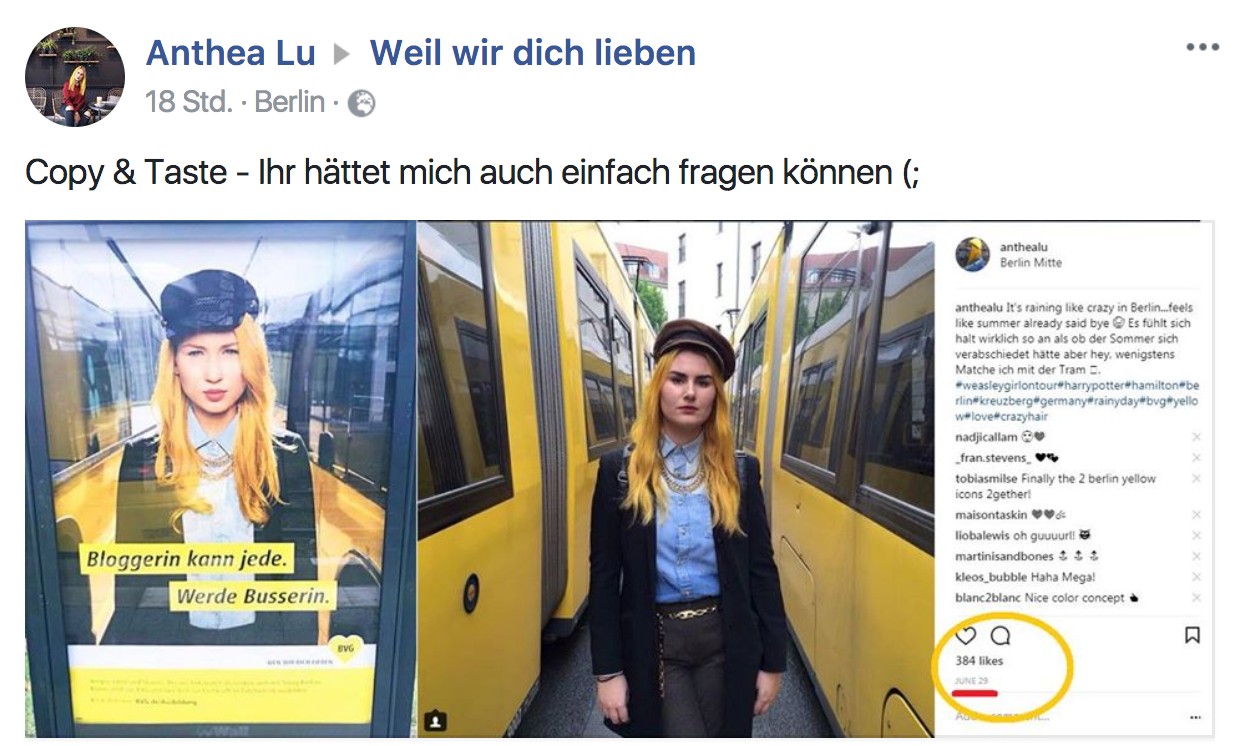 Die Berliner Offis Klauen Eine Plakatidee Bei Einer Unbekannten Instagrammerin