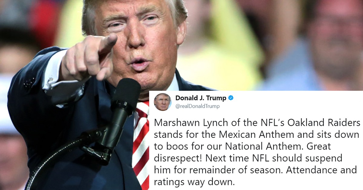 Trump: NFL should suspend Oakland Raiders' Marshawn Lynch