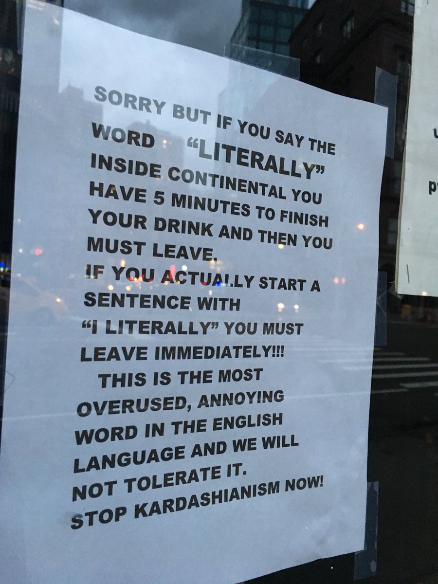 NYC Dive Bar Says It Will Kick Out Anyone Who Uses the Word 'Literally'