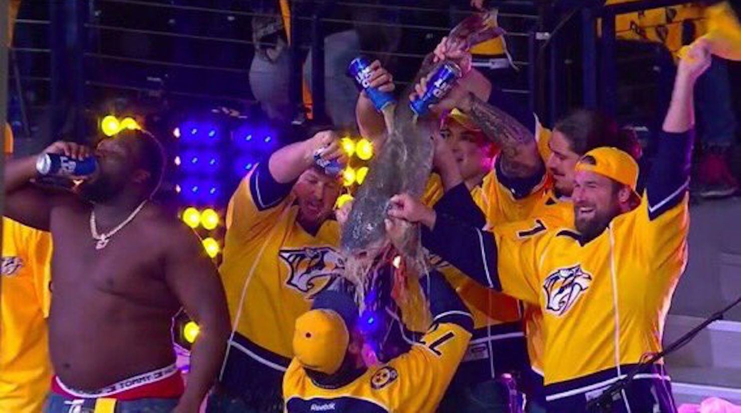 Tennessee Titans Player Pounds Beer Out of Giant Catfish at Predators Game