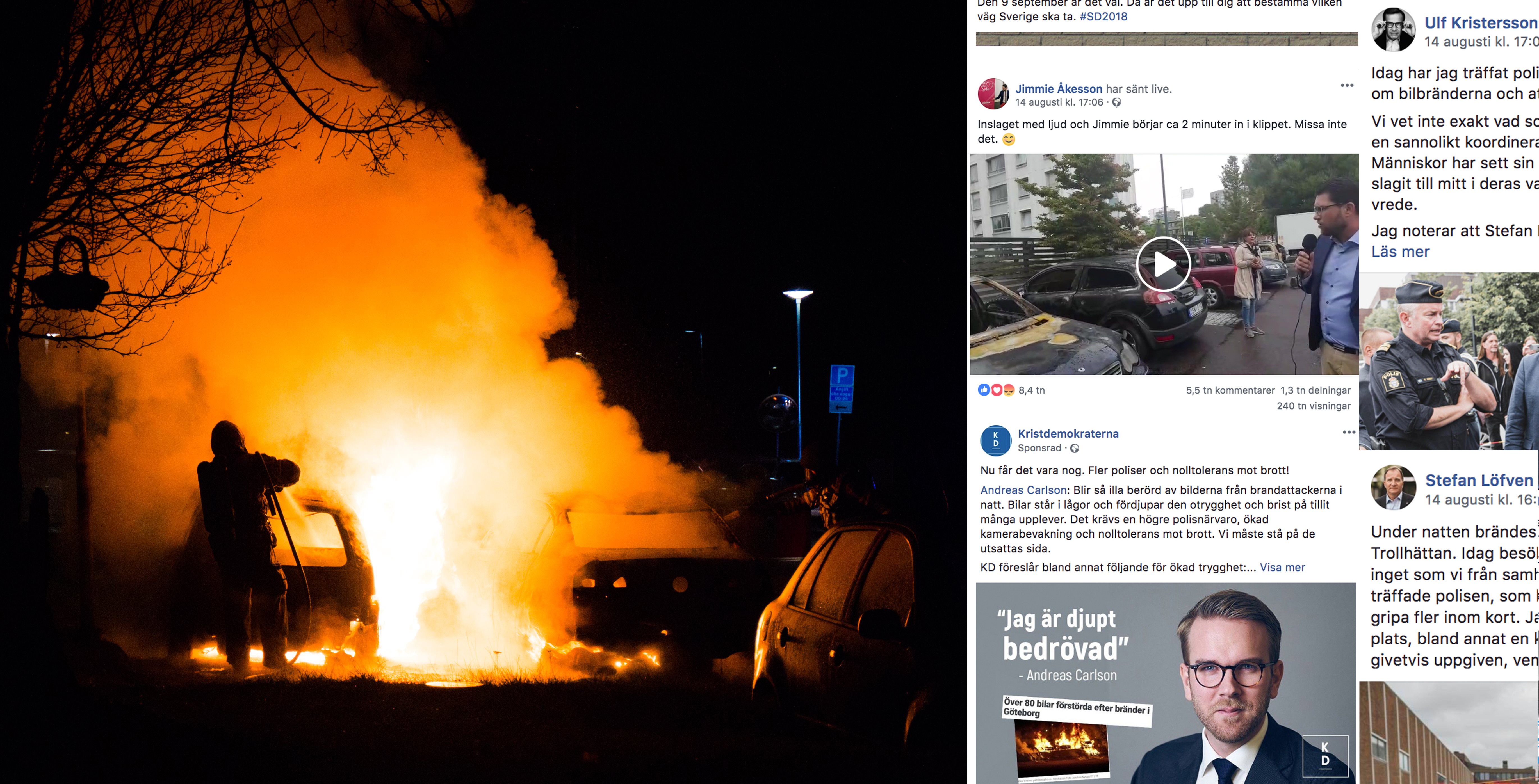 Sa Sag Valrorelsen Ut Pa Facebook Efter Bilbranderna