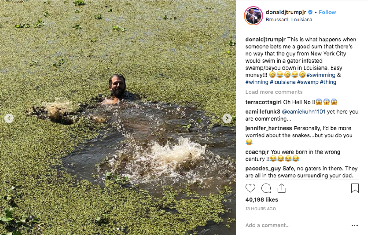 Please Enjoy This Photo of Don Jr. Submerged in a Literal Swamp VICE