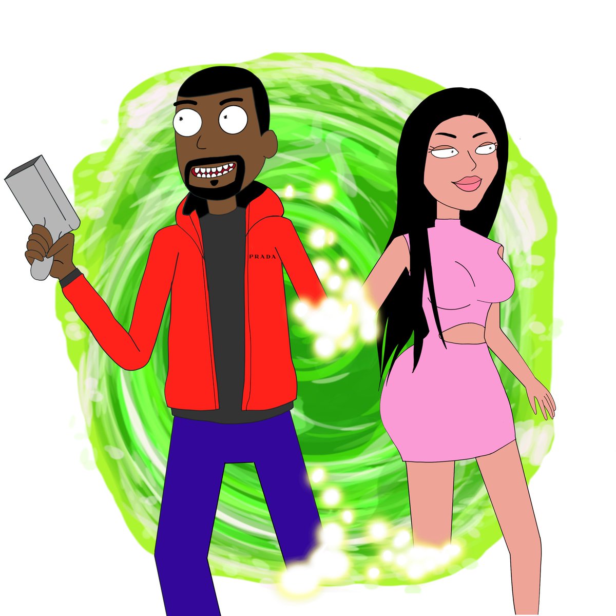 Kim Kardashian Porn Cartoon - Kanye Tweeted Out Strange 'Rick and Morty' Fan Art for Some Reason