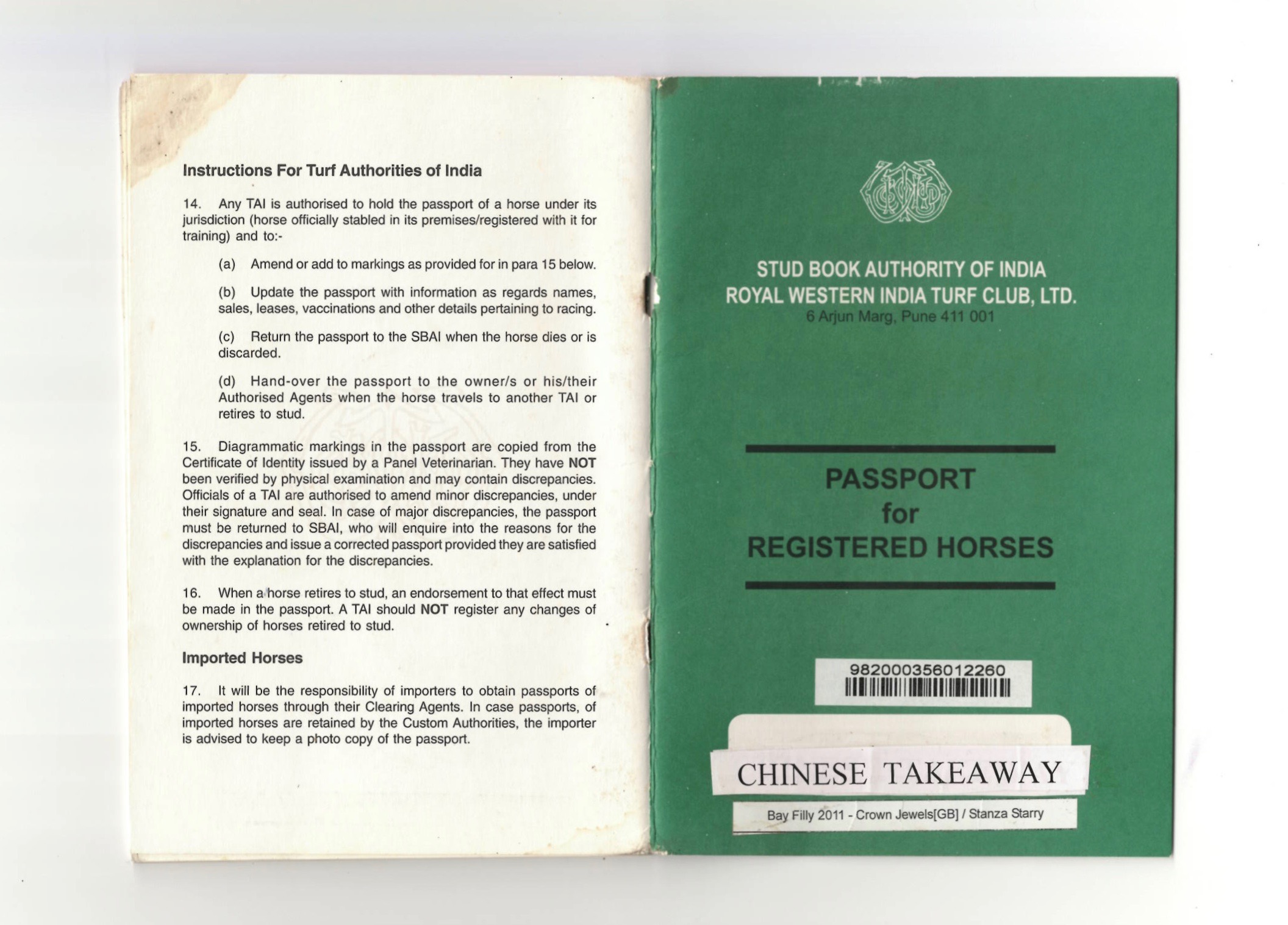 No Indian Race Horse Can Run Without a Passport