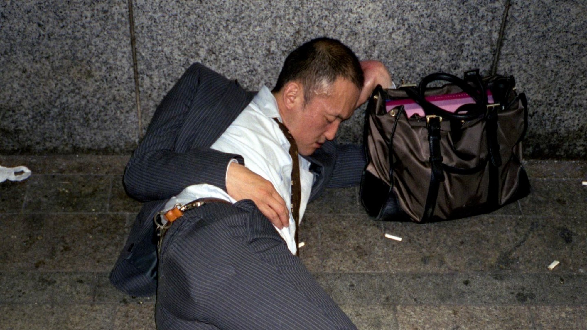 Image result for Japanese Workers sleeping street