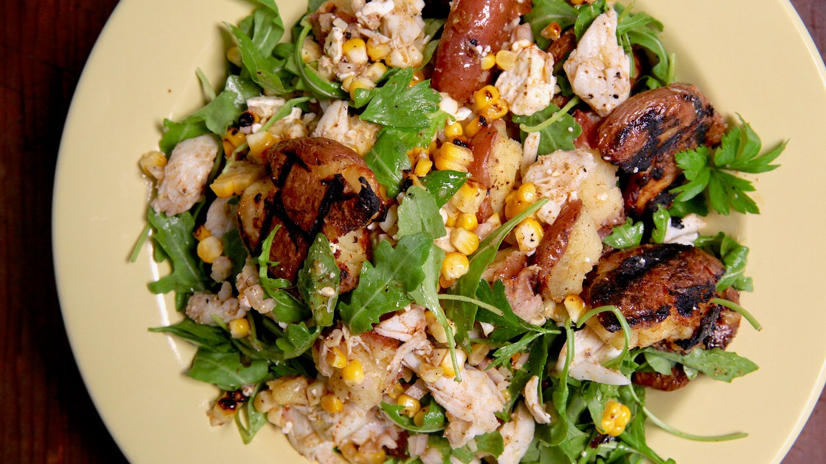 Grilled Corn Potato And Crab Salad Recipe