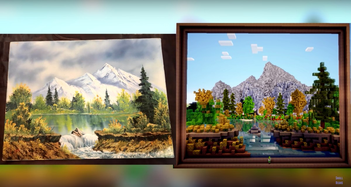 Video Dieser Youtuber Hat Ein Bob Ross Gemälde In Minecraft Nachgebaut Vice