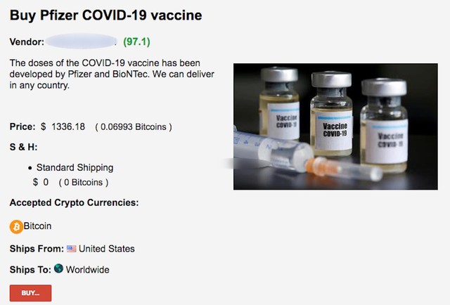 Darknet Drug Dealers Are Now Selling Pfizer Covid Vaccines