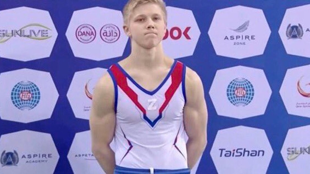 Russian Gymnast Wears Pro-War ‘Z’ Symbol Standing Next to Ukrainian Athlete