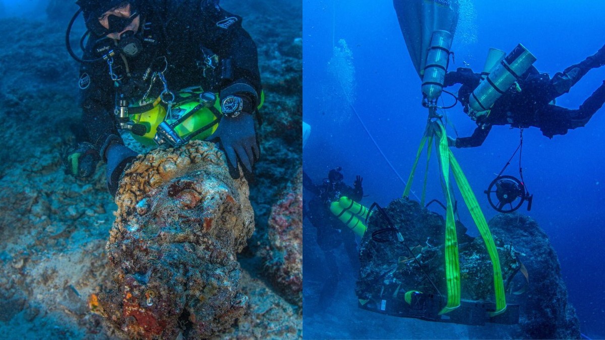 Archaeologists have discovered a huge marble head, human teeth, and other artifacts from the same 2,000-year-old shipwreck where the mysterious Antiky