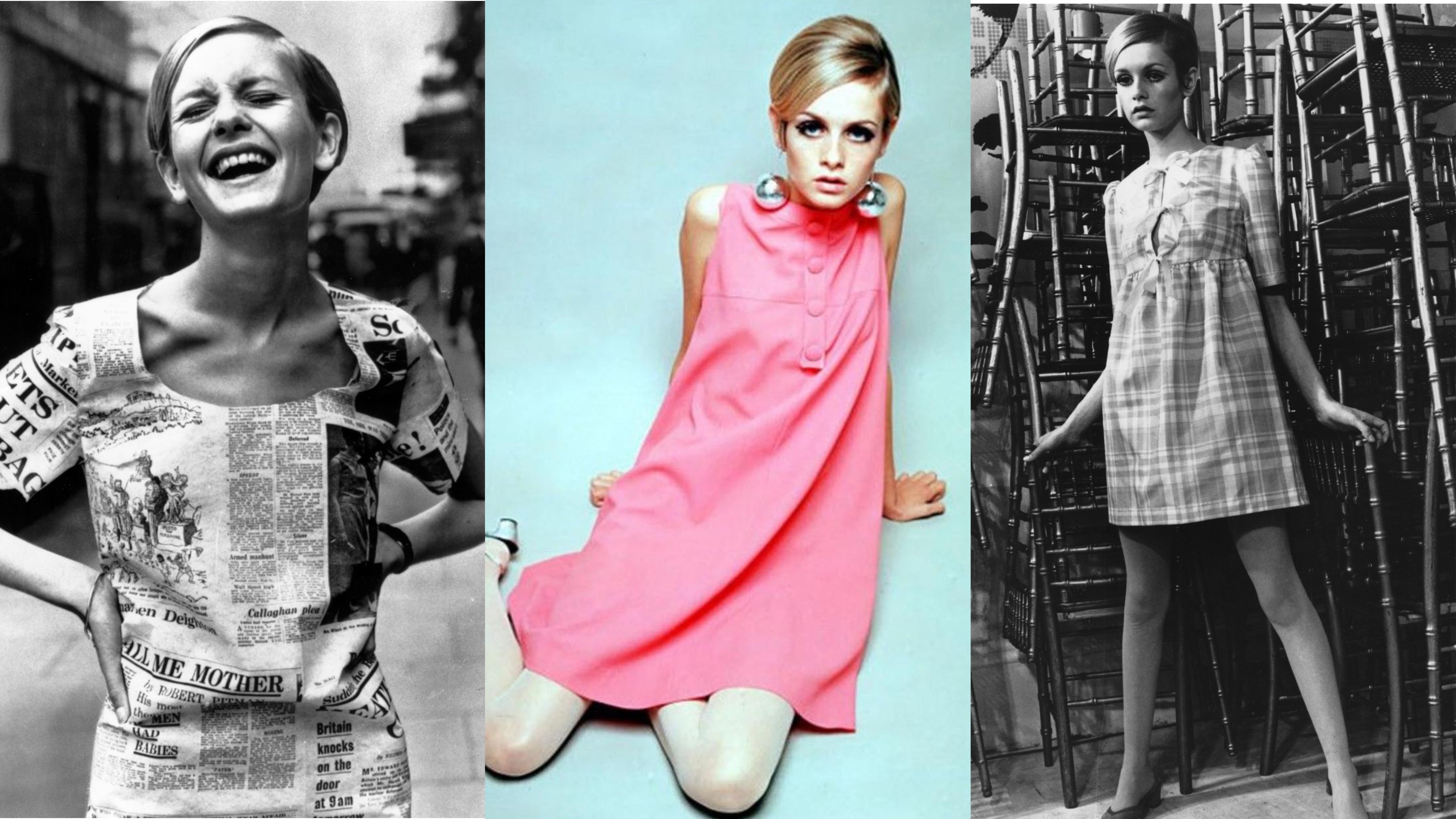 1960s Fashion: Twiggy's makeup and clothes in iconic outfits