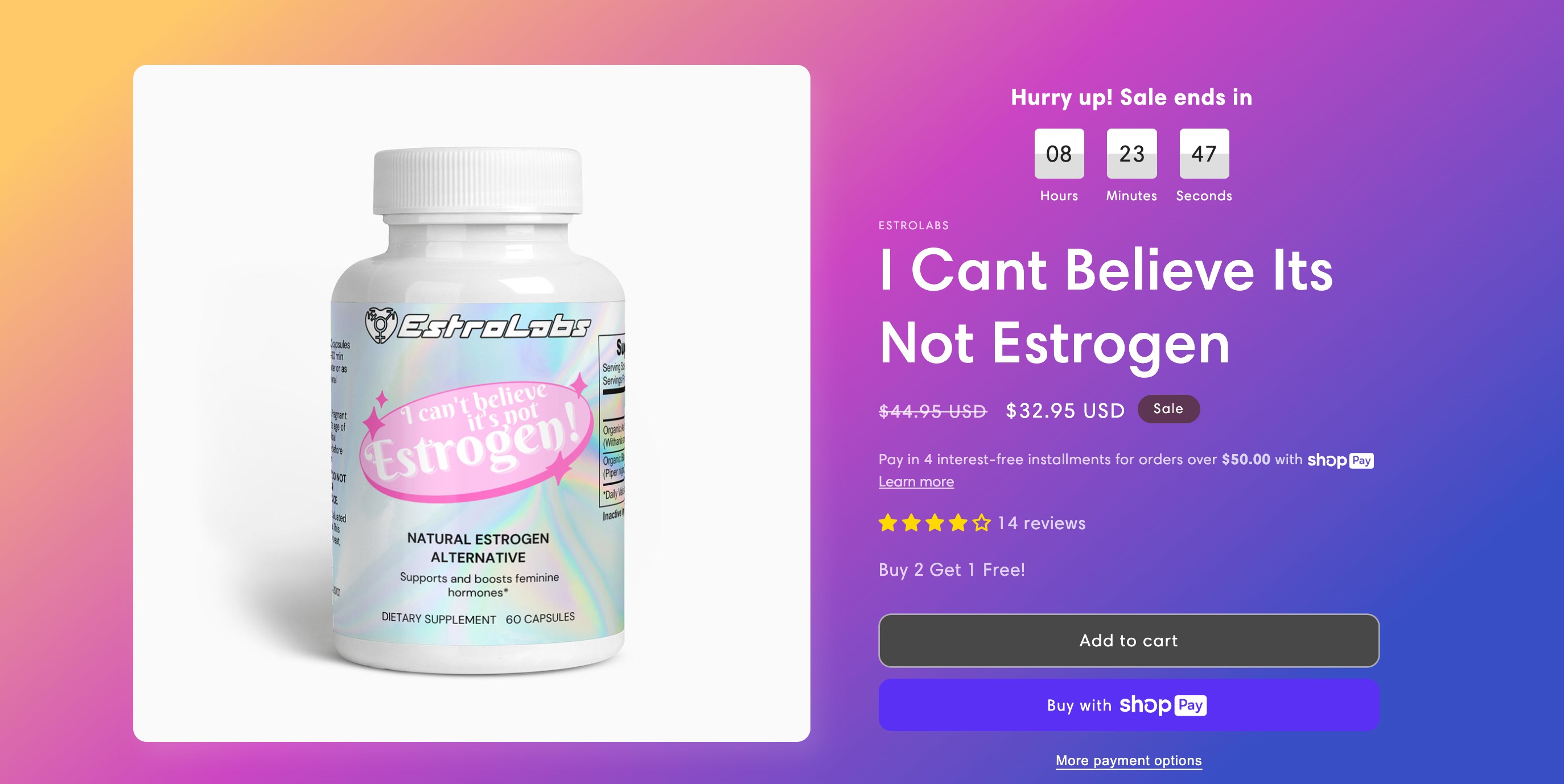 Store Bought Estrogen is Fine Sticker Waterproof Vinyl Transgender Trans MTF  Nonbinary Trans Woman Hormone Replacement Therapy HRT Enby 