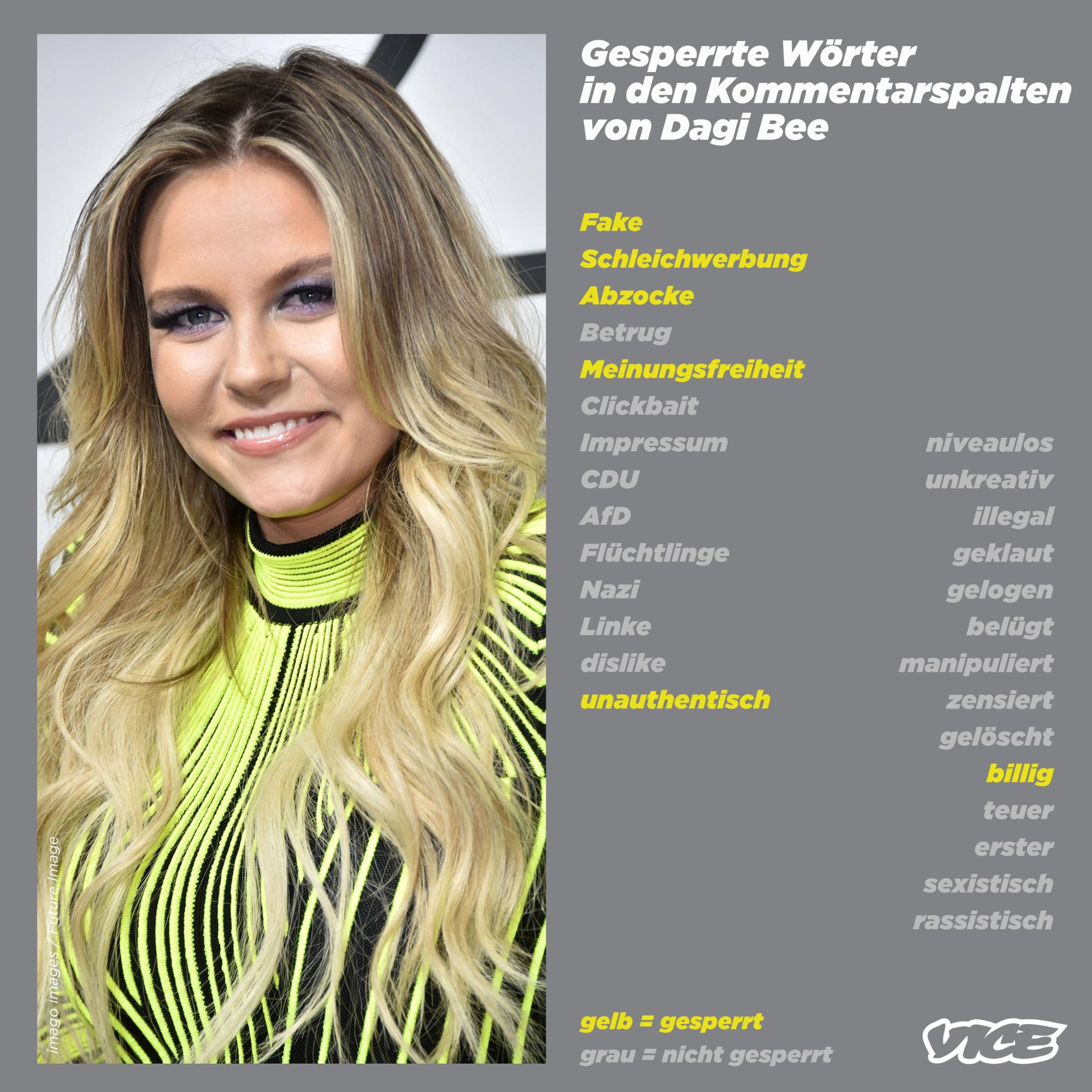 Gesperrte Wörter bei Dagi Bee