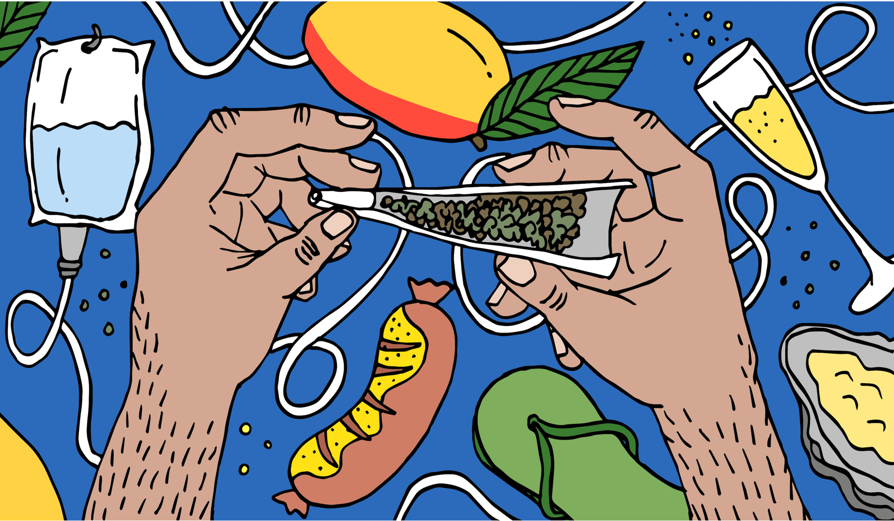Zwei Hände drehen einen Joint