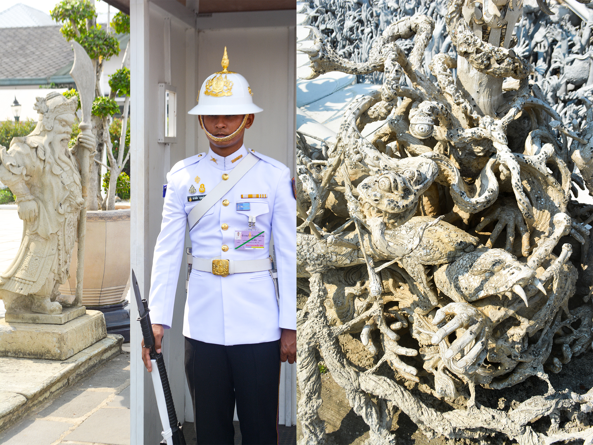 1583059122065-9-Left-Royal-Guard-at-Grand-Palace-_-Right-Cycle-of-Rebirth-at-Wat-Rong-Khun