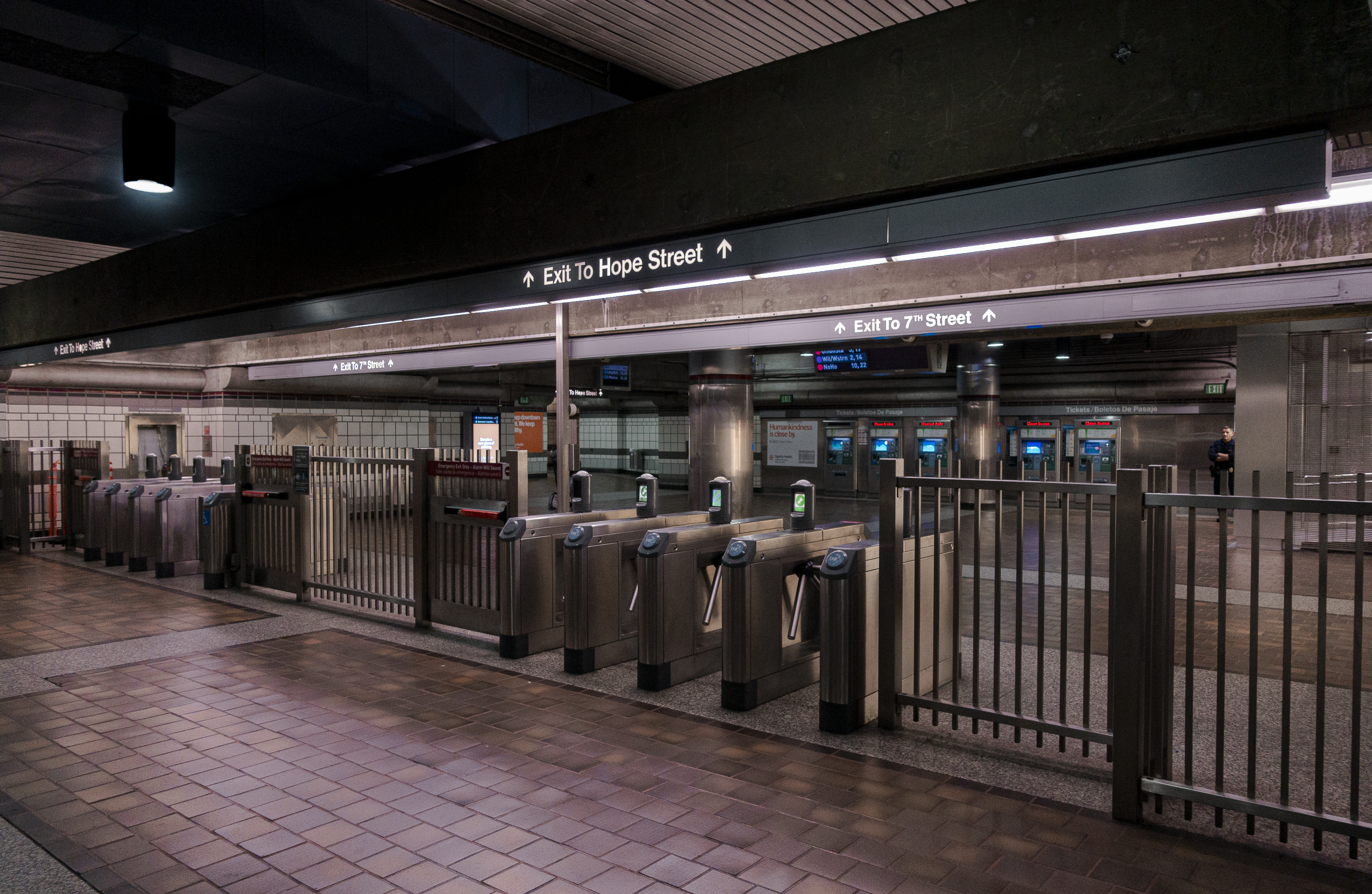 Flower St and 7th St at the 7th Street Metro Station