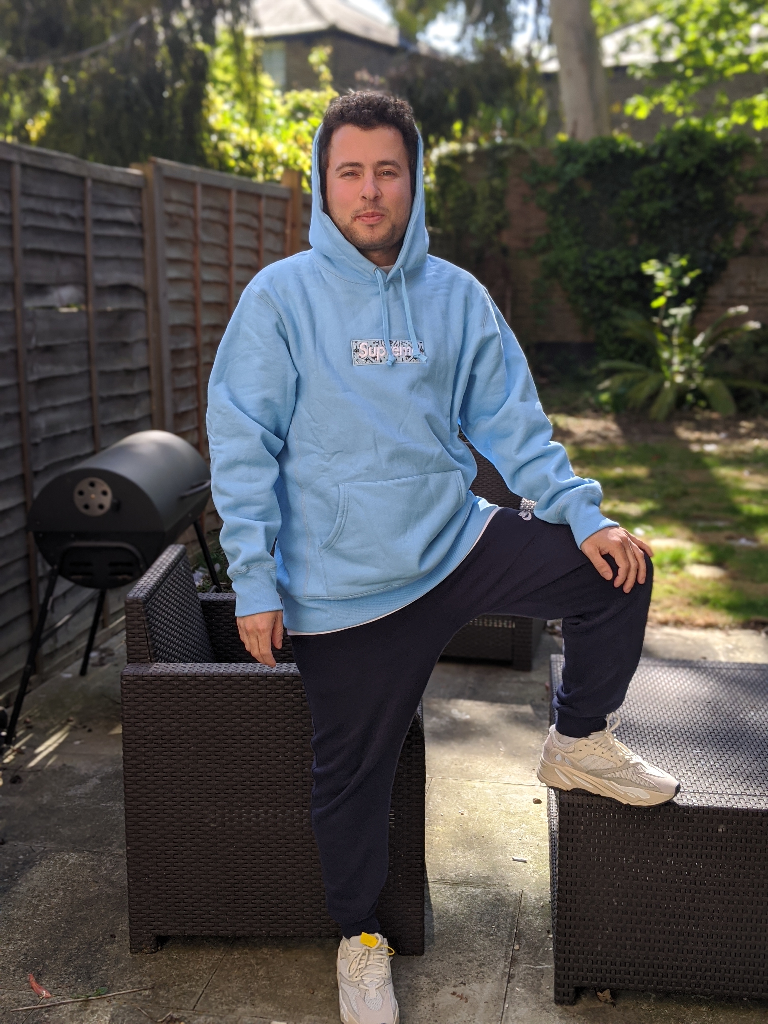 Supreme Navy Blue Box Logo Hoodie