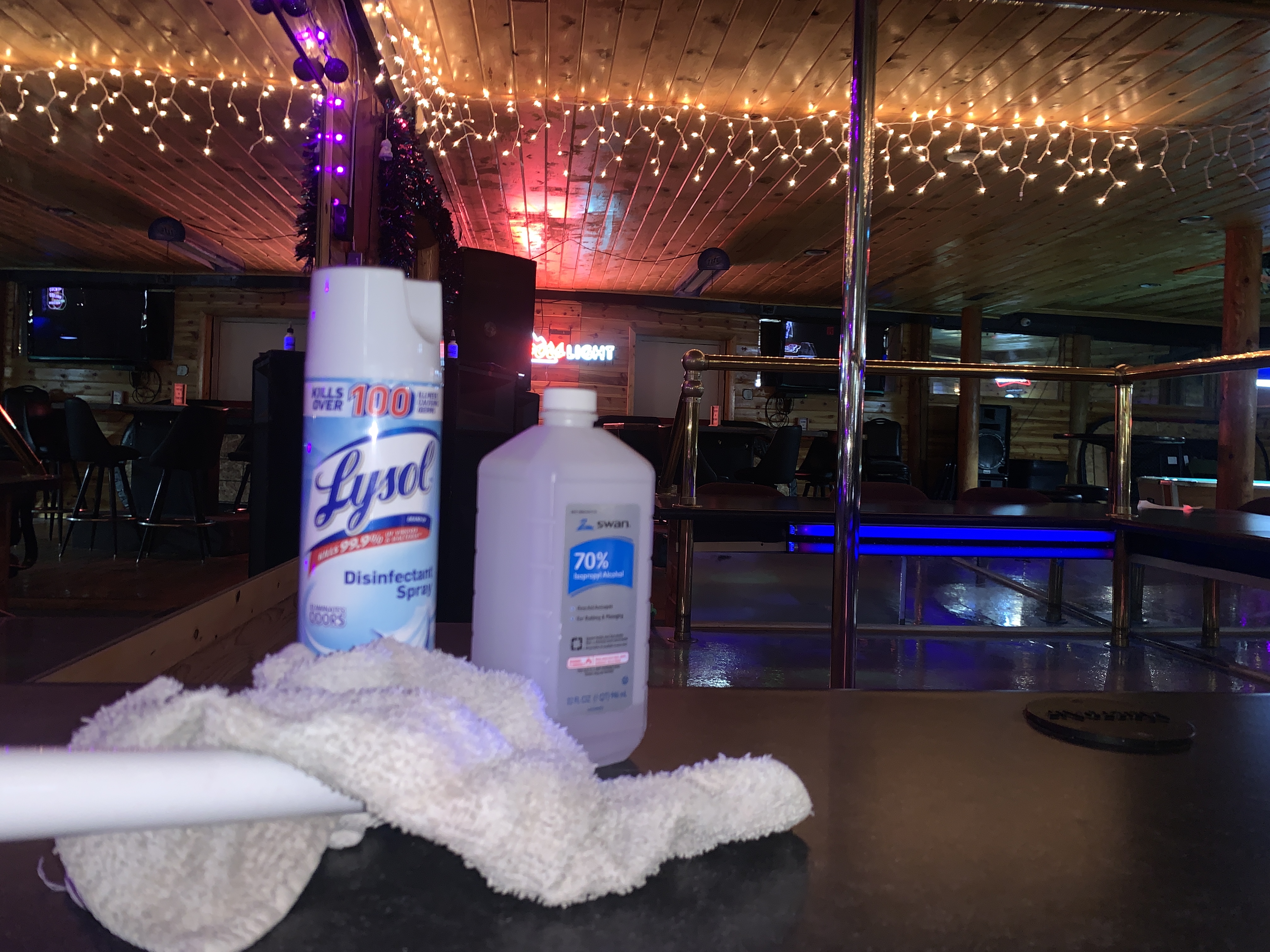 cleaning products at strip club