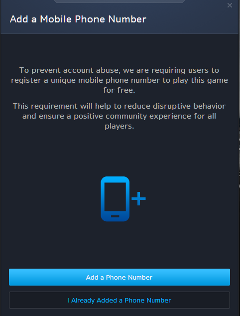 BattleNet Mobile Phone Prompt