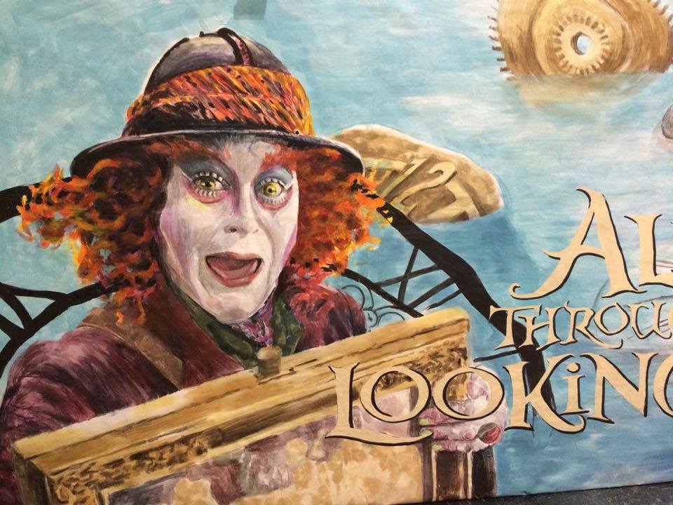 Johnny Depp painted in the poster for Alice Through the Looking Glass