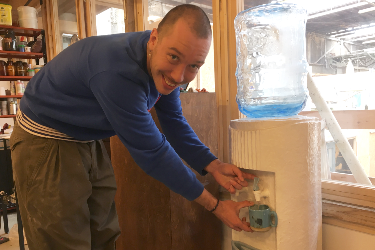 Koos Buster met zijn waterkoeler.
