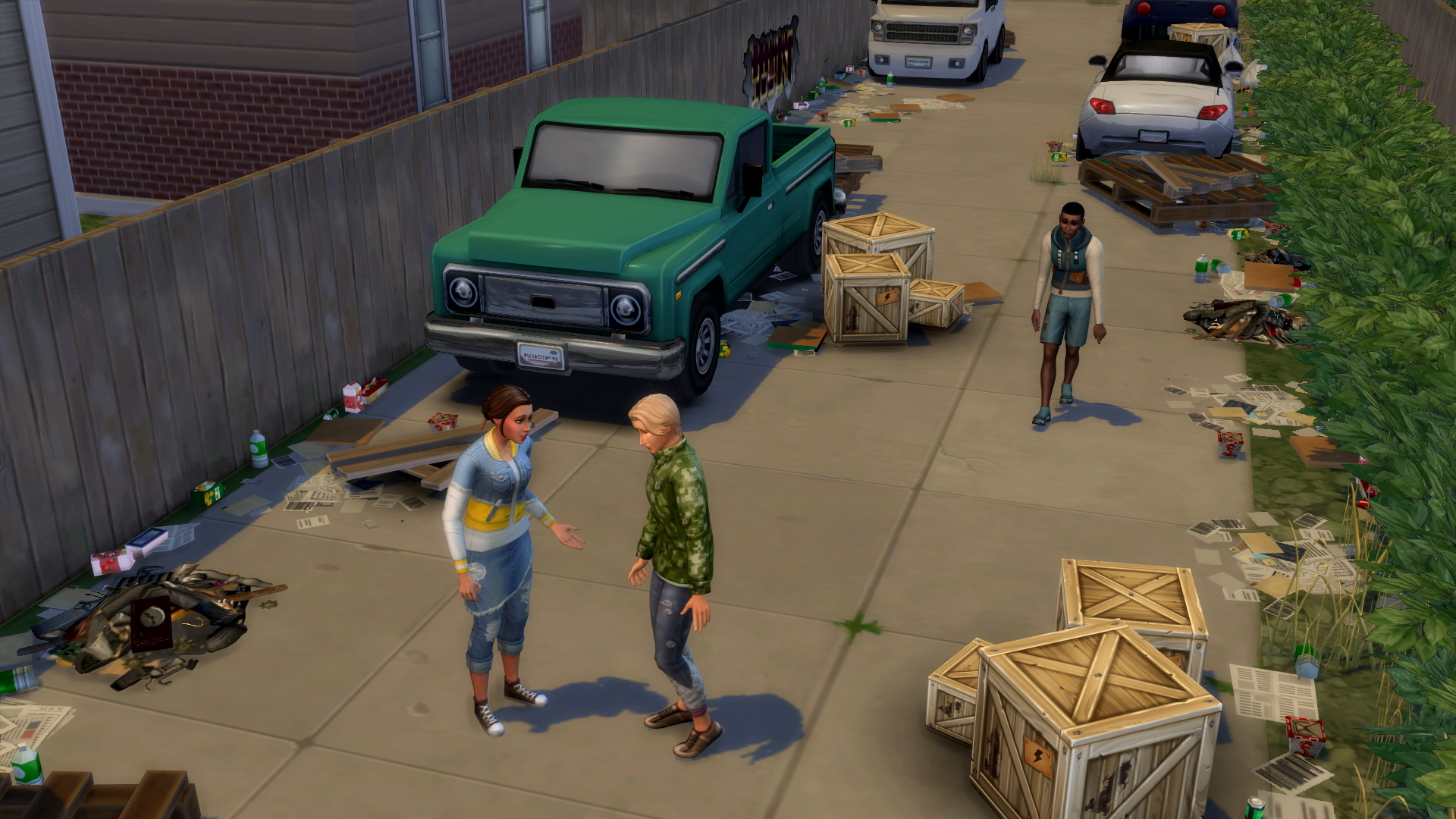 Sims in a neighborhood with an industrial footprint.