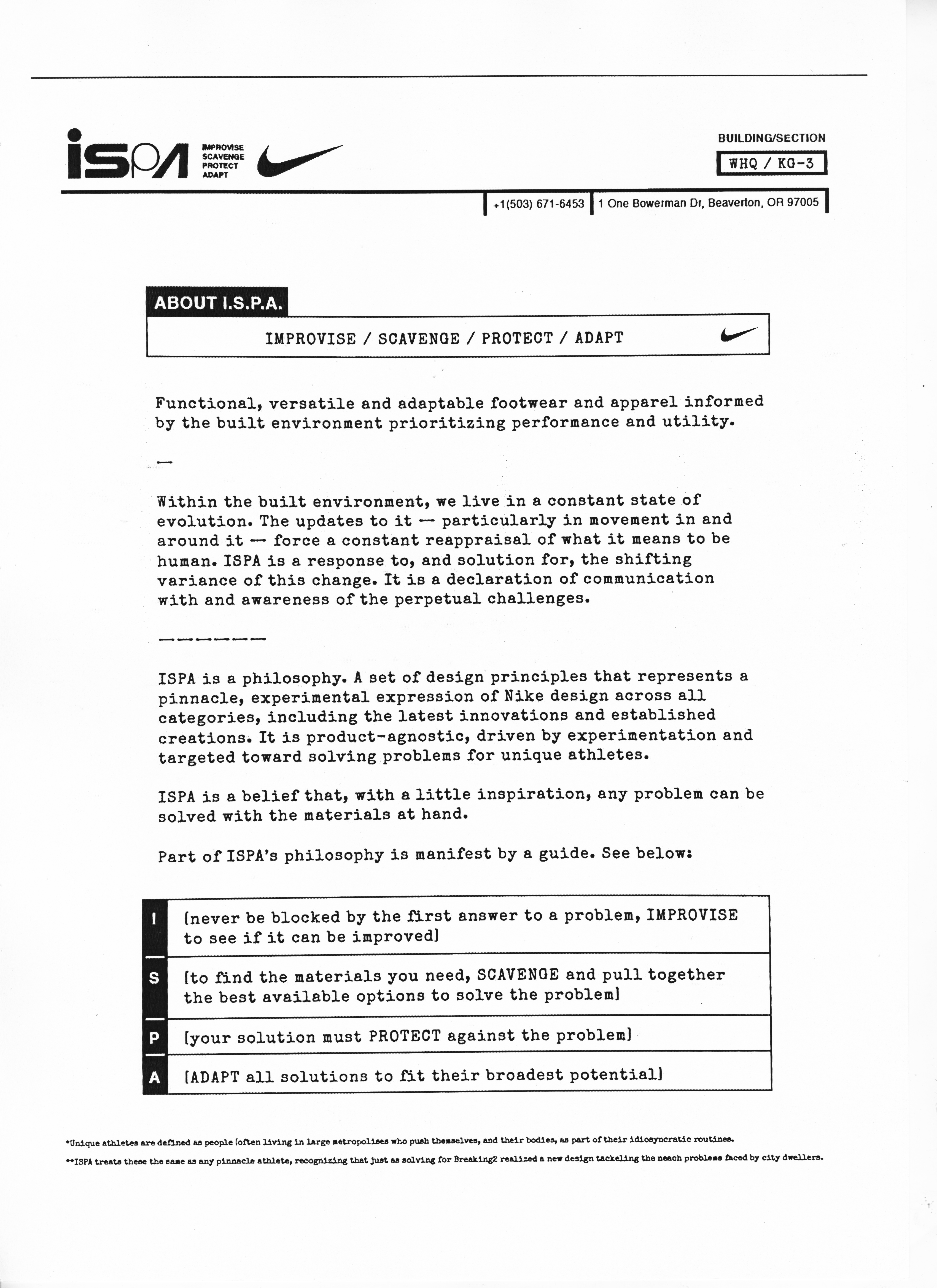 manifesto nike ispa cos'è