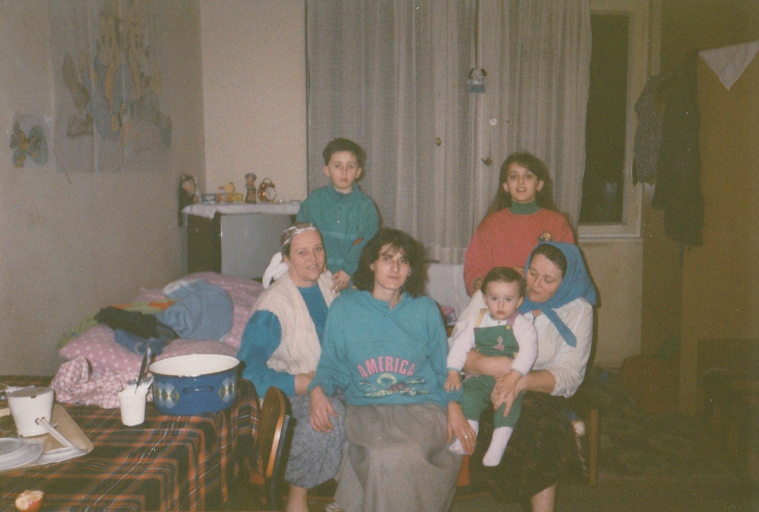 Baby Dženan and his family at a refugee centre in Slovenia